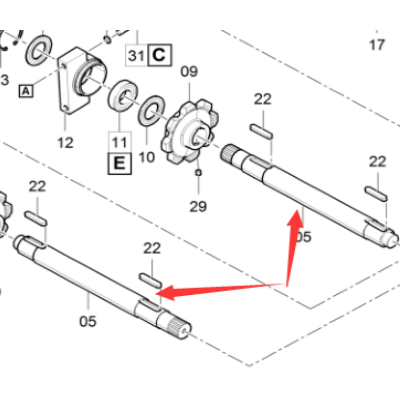 Danapak SD2530CS paver scraper sprocket shaft part