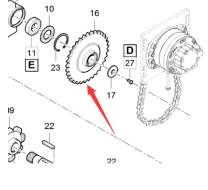 Danapak paver scraper lower sprocket part number 4